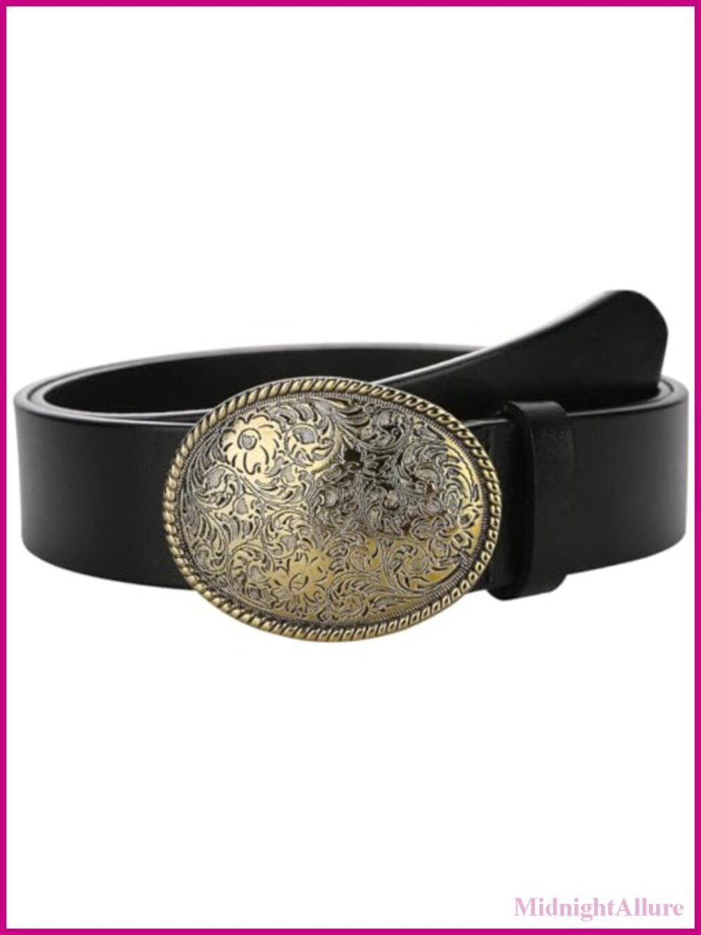 Genuine Leather Belt Western Buckle Adjustable Fit